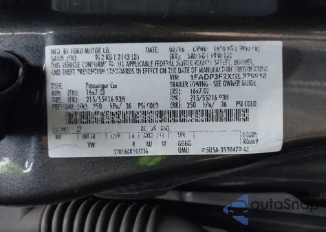 2016 Ford Focus Se из США, поврежденный, VIN 1FADP3F2XGL379918